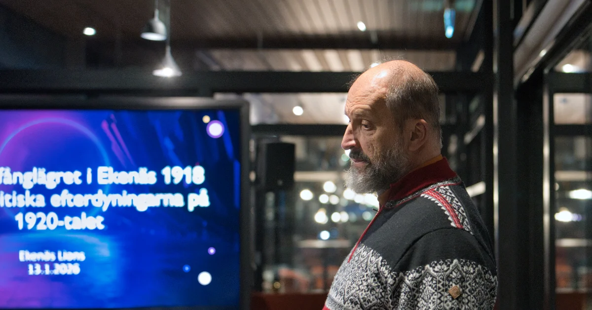 Sture Lindholm höll föredrag för klubbens medlemmar och partners under månadsmötet 14.1.2026 i Restaurang Fyren (foto: Henry Andersson)