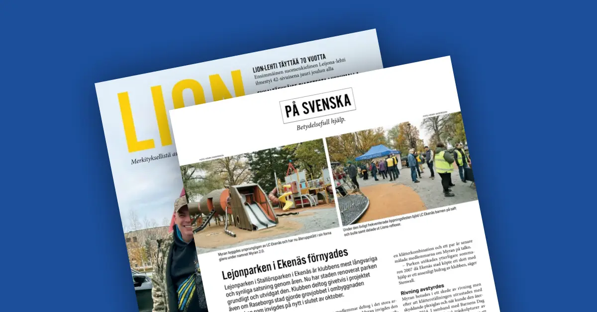 Artikel om Lejonparken i LION-tidningen i december 2025 (grafik: Jan N)